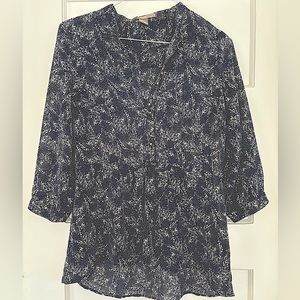 Blue printed blouse, light airy, button front